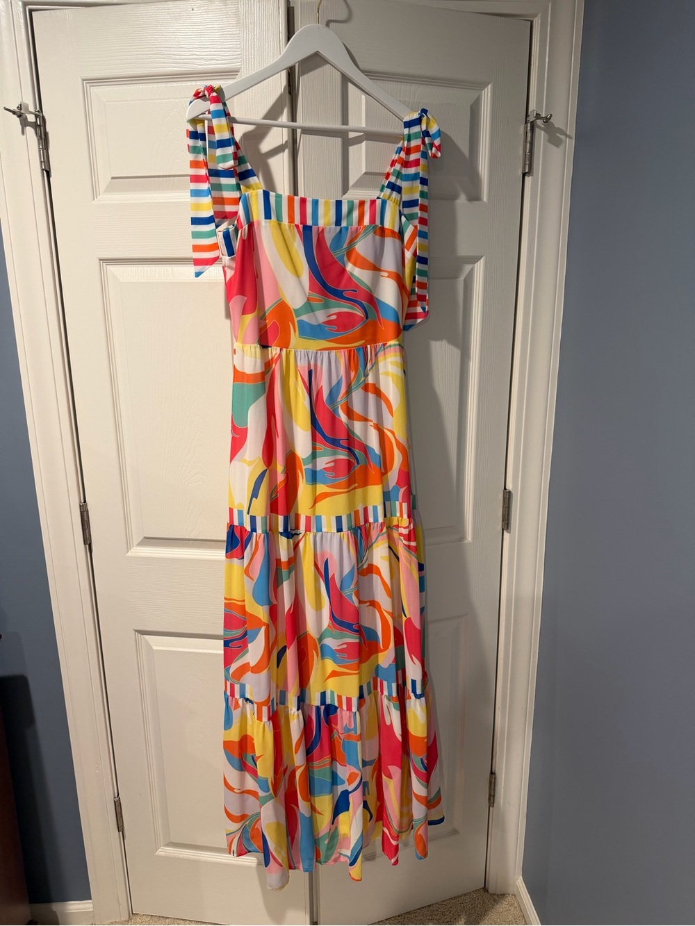 Flying Tomato Multicolor Swirl Tie-Shoulder Maxi Dress